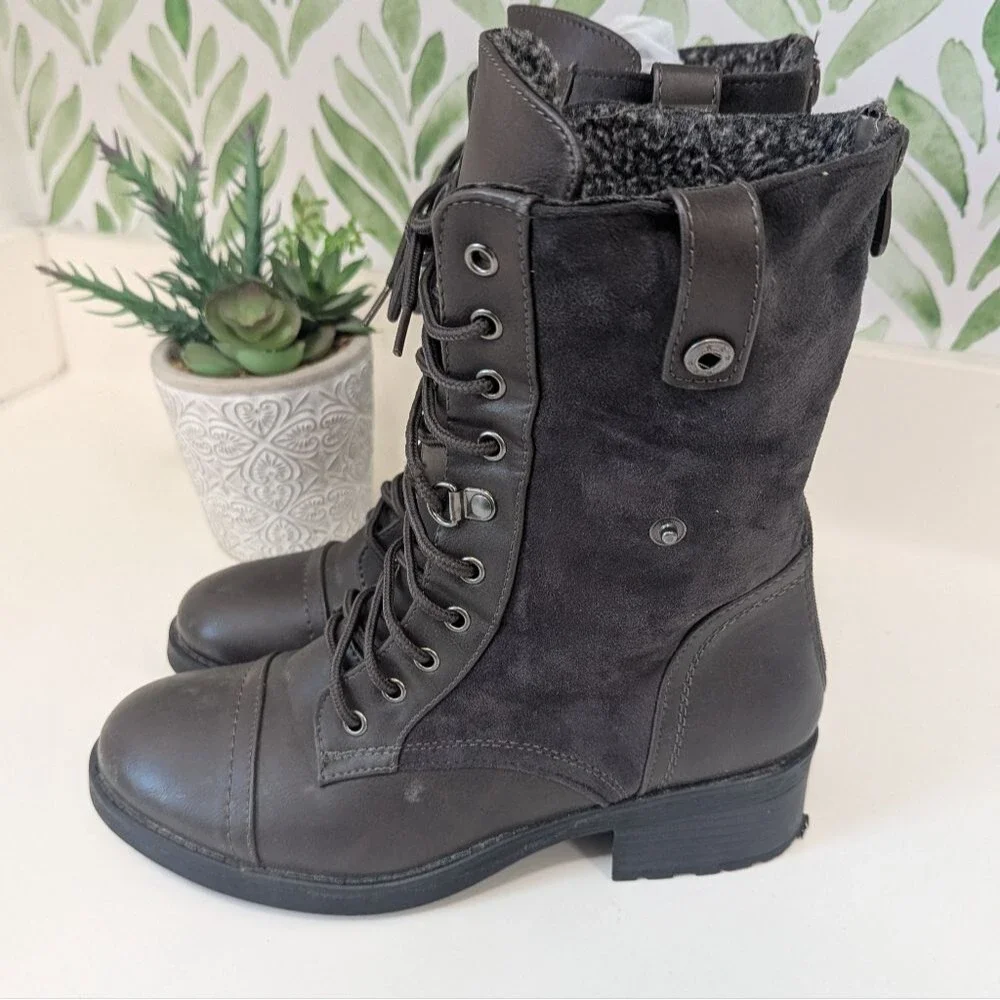 Dream Paris Brown Fold Down Boots 8 Edgy Grunge Winter Combat Alternative Fall